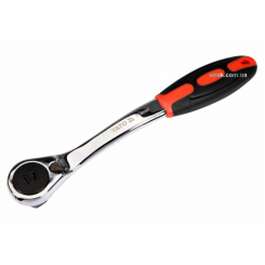 Тріщатка із шестигранником, вигнута YATO: HEX17, HRC 42-48, 72T, Cr-V, з прогумованою ручкою