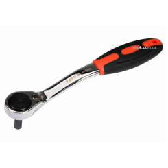 Тріщатка з шестигранником, вигнута YATO: HEX6, HRC 42-48, 72T, Cr-V, з прогумованою ручкою