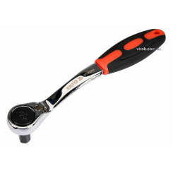 Тріщатка з шестигранником, вигнута YATO: HEX8, HRC 42-48, 72T, Cr-V, з прогумованою ручкою