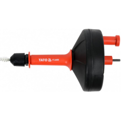 Трос для очищення каналізаційних труб на бобіні YATO: Ø=6 мм, l=6 м, зі шпинделем до дриля