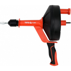 Трос для очищення каналізаційних труб на бобіні YATO: Ø=6 мм, l=7.6 м, зі шпинделем до дриля