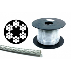 Трос в ПВХ обплетенні оцинкований 4мм (3+1мм) DIN 3055 (6x7 + FC) бухта 200м APRO