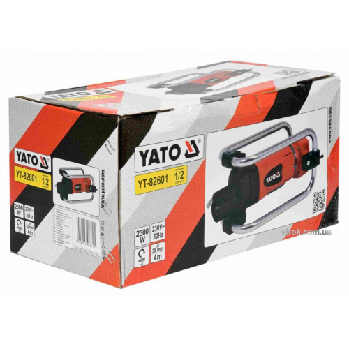 Вібратор для укладання бетону мережевий YATO : 2300 Вт, з булавою l= 4 м, Ø= 35 мм