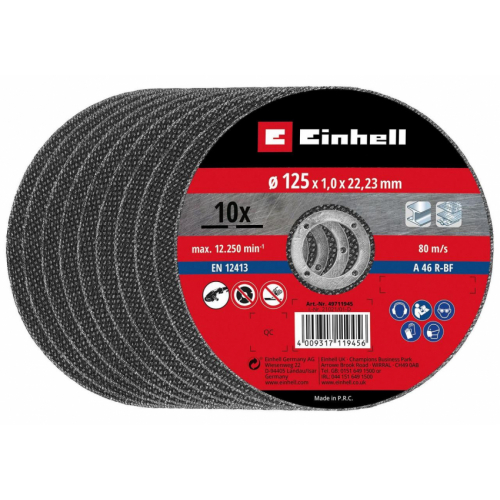 Відрізний диск Einhell по металу, 125х1,0 мм, 10 шт (711945)