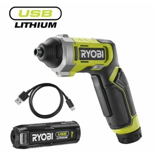Викрутка акумуляторна RYOBI USB Lithium RSD4-120T 4В 1х2А·год 5Нм 200об·хв 10 біт 0.31кг кейс