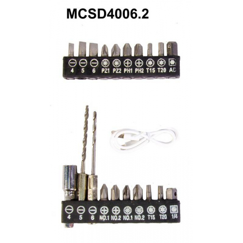 Викрутка акумуляторна поворотна MPT 4 В Li-ion 1.5 Аг 250 об/хв 3.5 Нм реверс USB аксесуари 20 шт MCSD4006.2