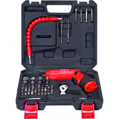 Викрутка акумуляторна поворотна MPT 4 В Li-ion 1.5 Аг 250 об/хв 3.5 Нм реверс USB кейс аксесуари 47 шт MCSD4006.3