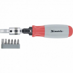 Викрутка реверсивна, поворотна головка, набір бітів, CrV, 6 шт, MTX