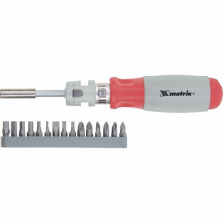 Викрутка телескопічна реверсивна, силовий елемент під ключ, набір бітів, CrV, 15 шт, MTX