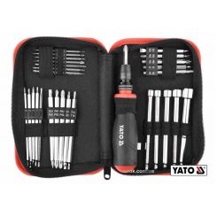 Викрутка реверсивна з набором біт YATO HEX-1/4" 28 шт + чохол