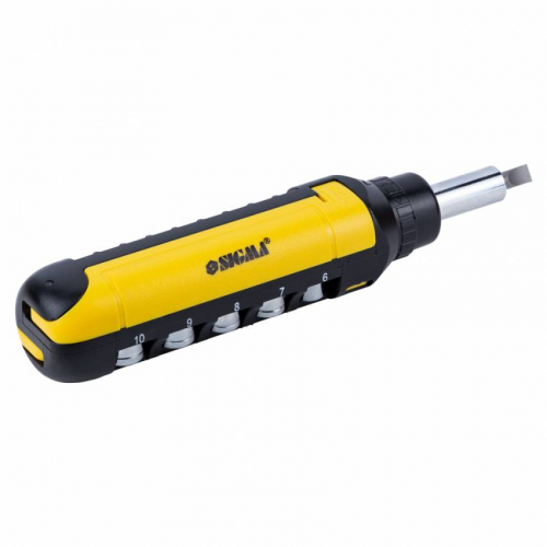 Викрутка з реверсом насадки торцеві та биті 1/4" 13шт CrV Sigma (4001931)