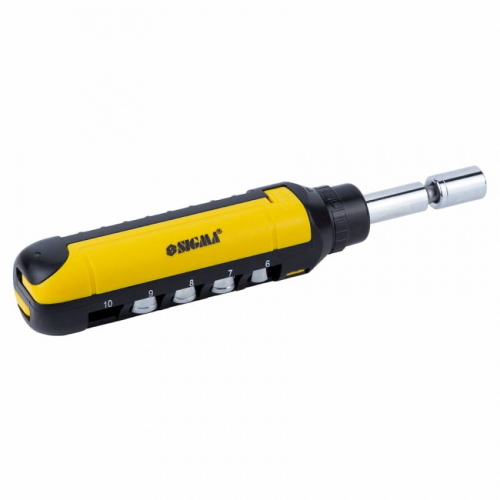 Викрутка з реверсом насадки торцеві та биті 1/4" 13шт CrV Sigma (4001931)