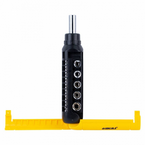 Викрутка з реверсом насадки торцеві та биті 1/4" 13шт CrV Sigma (4001931)