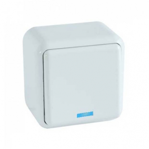 Вимикач RIGHT HAUSEN ASTRA NV 1-й зовніш. з підсв. білий (10шт) (100шт)