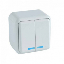 Вимикач  RIGHT HAUSEN ASTRA NV 2-й зовніш. з підсв. білий (10шт) (100шт)