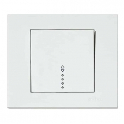 Вимикач 1-клавішний прохідний з підсвіткою білий GRANO