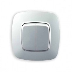 Вимикач 2-клавішний срібло ELA