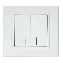 Вимикач 2-клавішний вимикач з підсвіткою білий MINA