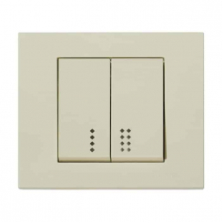 Вимикач 2-клавішний вимикач з підсвіткою кремовий GRANO