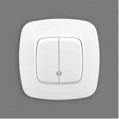 Вимикач 2-клавішний з підсвіткою білий ELA