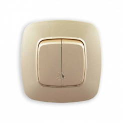 Вимикач 2-клавішний з підсвіткою золото ELA
