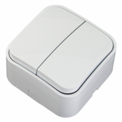 Вимикач накладний Quantum двоклавішний білий, 1шт/уп