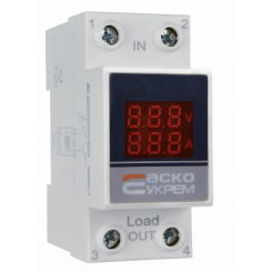 Вольтметр-амперметр цифровий модульний однофазний AC 50-500V 1-63A [A0010250003] VAMD-1 АСКО