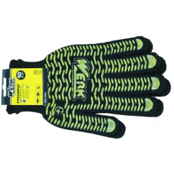 BP-21104 Трикотажні рукавиці ХБ/ПЕ, чорний. колір, жовтий ПВХ візерунок та логотип Сталь на 1 стороні, нар.