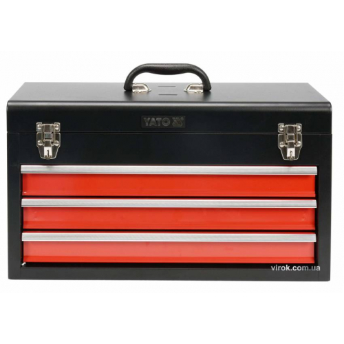 Ящик для інструменту металевий YATO з трьома ящиками, 218х300х520 мм.