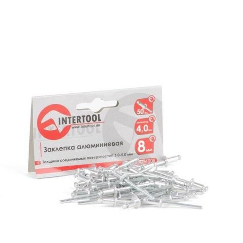 Заклепка алюмінієва 4.0*8.0 мм, уп. 50 шт INTERTOOL RT-4008