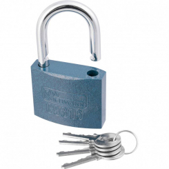 Замок навісний стальний 60 мм синій + 3 ключа, C9316