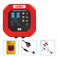 Зарядний пристрій VOIN VL-215 12&24V/15A/3-200AHR/LCD/Iмпульсний