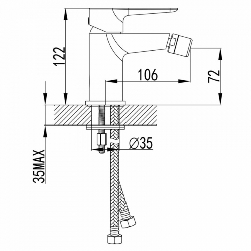 Змішувач GARDA Ø35 для біде на шпильці CORSO (BC-1F121W) (9605503)