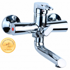 Змішувач HK Ø35 для ванни гусак прямий 150мм дивертор вбудований картриджний AQUATICA (HK-2C130C)