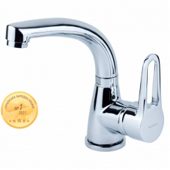 Змішувач HL Ø35 для раковини гусей вигнутий на гайці AQUATICA (HL-1A230C)