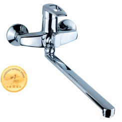 Змішувач KM Ø35 для ванни гусак прямий 350мм дивертор вбудований картриджний AQUATICA (KM-2C233C)