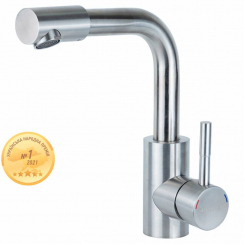 Змішувач KT Ø35 для раковини Г-гусь на гайці SS AQUATICA (KT-1A370P)