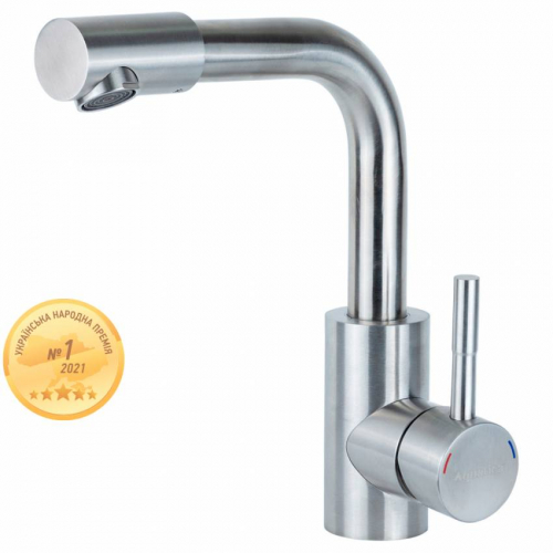 Змішувач KT Ø35 для раковини Г-гусь на гайці SS AQUATICA (KT-1A370P)