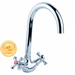 Змішувач PL 1/2" для кухні гусак високий вухо на гайці AQUATICA (PL-4B455C)