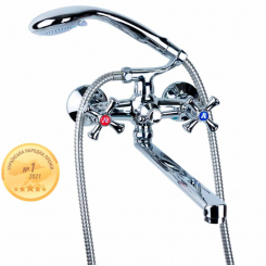 Змішувач PL 1/2" для ванни гусак прямий 350мм дивертор вбудований шаровий AQUATICA (PL-5C255C)