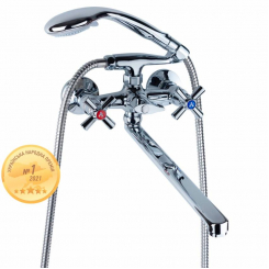 Змішувач PM 1/2" для ванни гусак прямий 350мм дивертор вбудований картриджний AQUATICA (PM-2C257C)