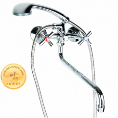 Змішувач PM 1/2" для ванни гуска вигнутий дивертор AQUATICA