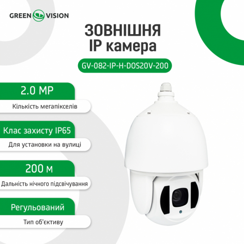 Зовнішня IP камера GV-082-IP-H-DOS20V-200 PTZ 1080P