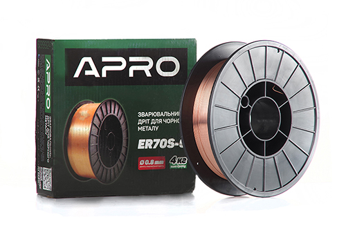 Зварювальний дріт ER70S-6 0,8 мм 4 кг п.б.  (APRO)