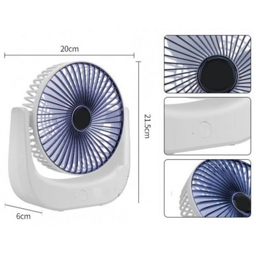 Настільний вентилятор F138 побутовий кондиціонер з 3 режимами швидкості USB безшумний, Білий/Синій