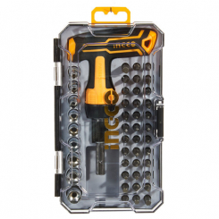 викрутка Т-подібна з набором насадок та головок 47 од. INGCO